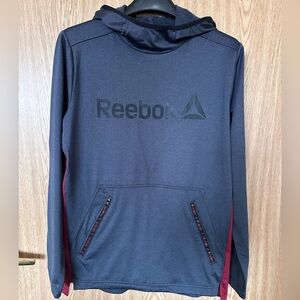 New Reebok Gray/Red Pull Over Zip Pocket Hooded Sweatshirt Men’s S
